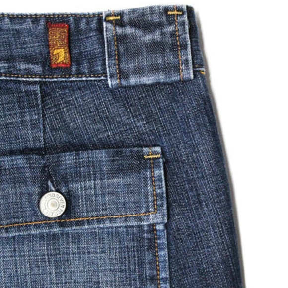 7 For All Mankind Dark Denim Cut Off Jean Shorts - Picture 3 of 5